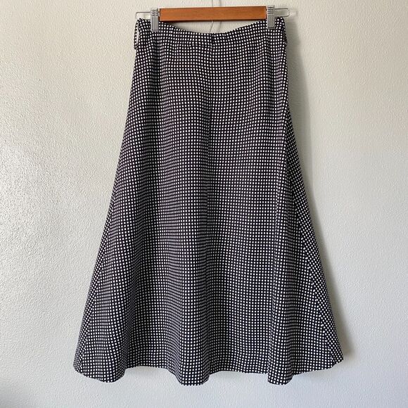 VTG Russ Togs Black & White Windowpane A-Line Midi Knit Skirt Women's XS/S - Picture 4 of 12